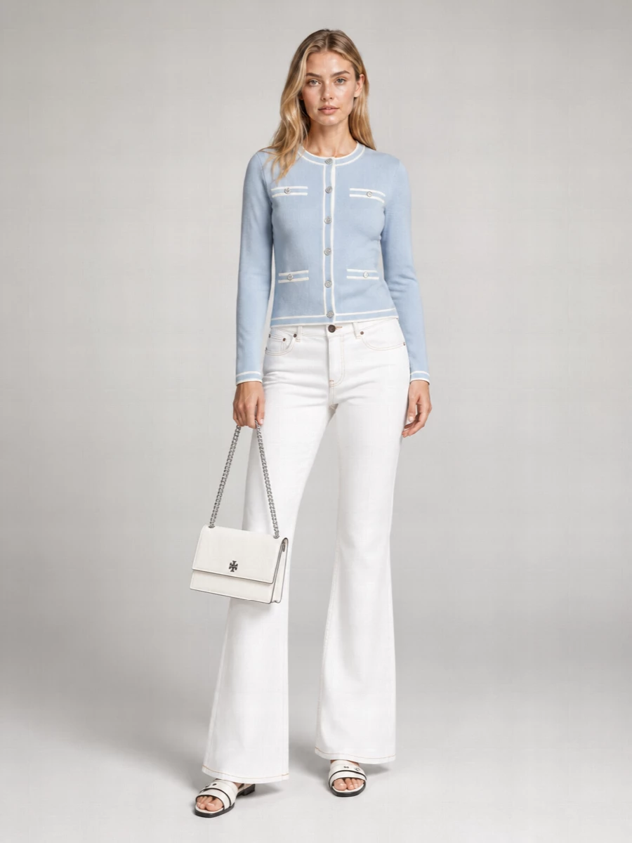Tory Burch Wool Ribbed Cardigan