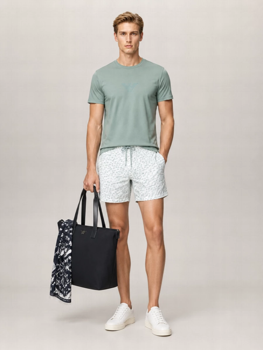 Emporio Armani Logo Print Swim Shorts