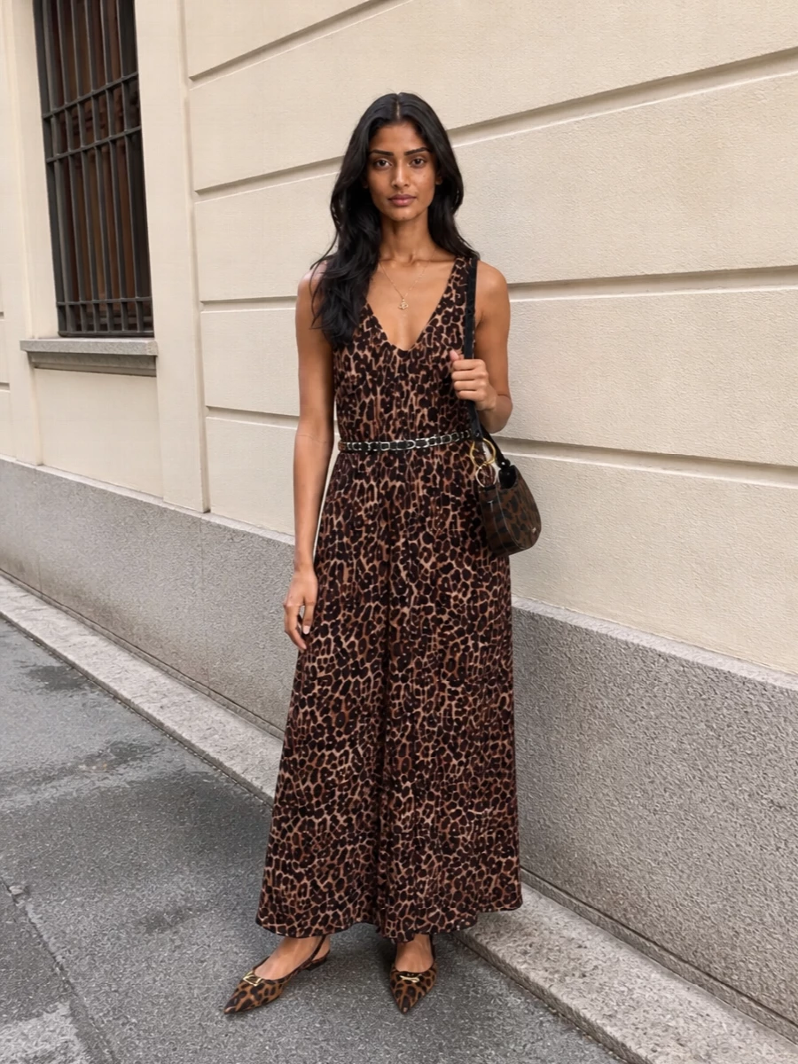 Anine bing leopard slip dress dolce flats