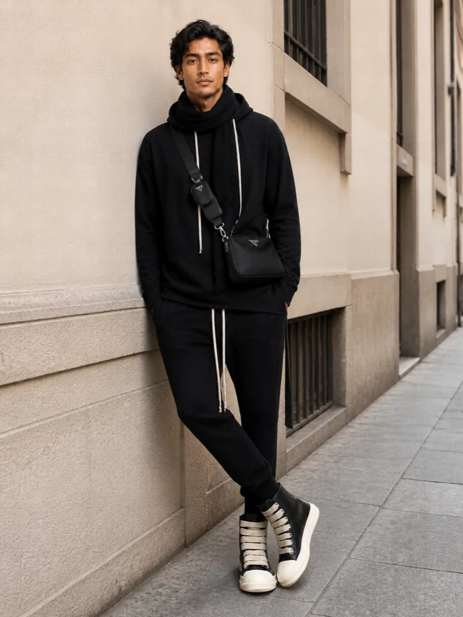 Rick owens drkshdw hoodie joggers high top sneakers