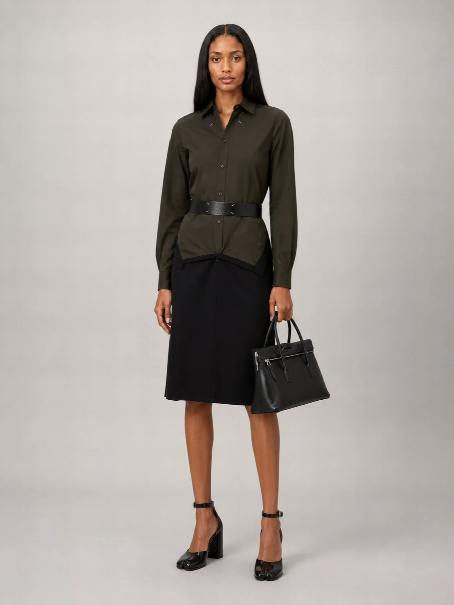 Maison Margiela Cotton Two-Tone Shirt Dress