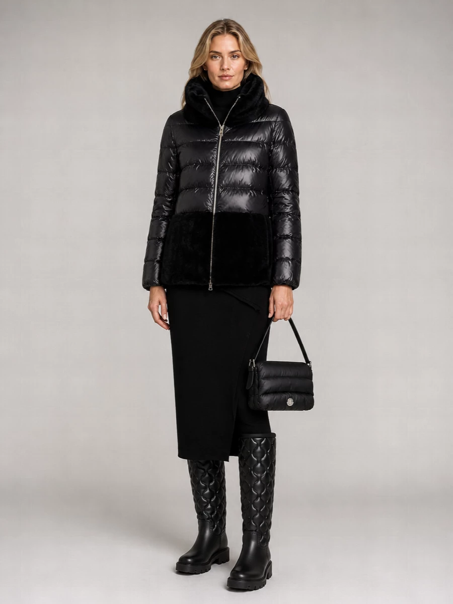 Herno quilted puffer jacket with faux fur inserts