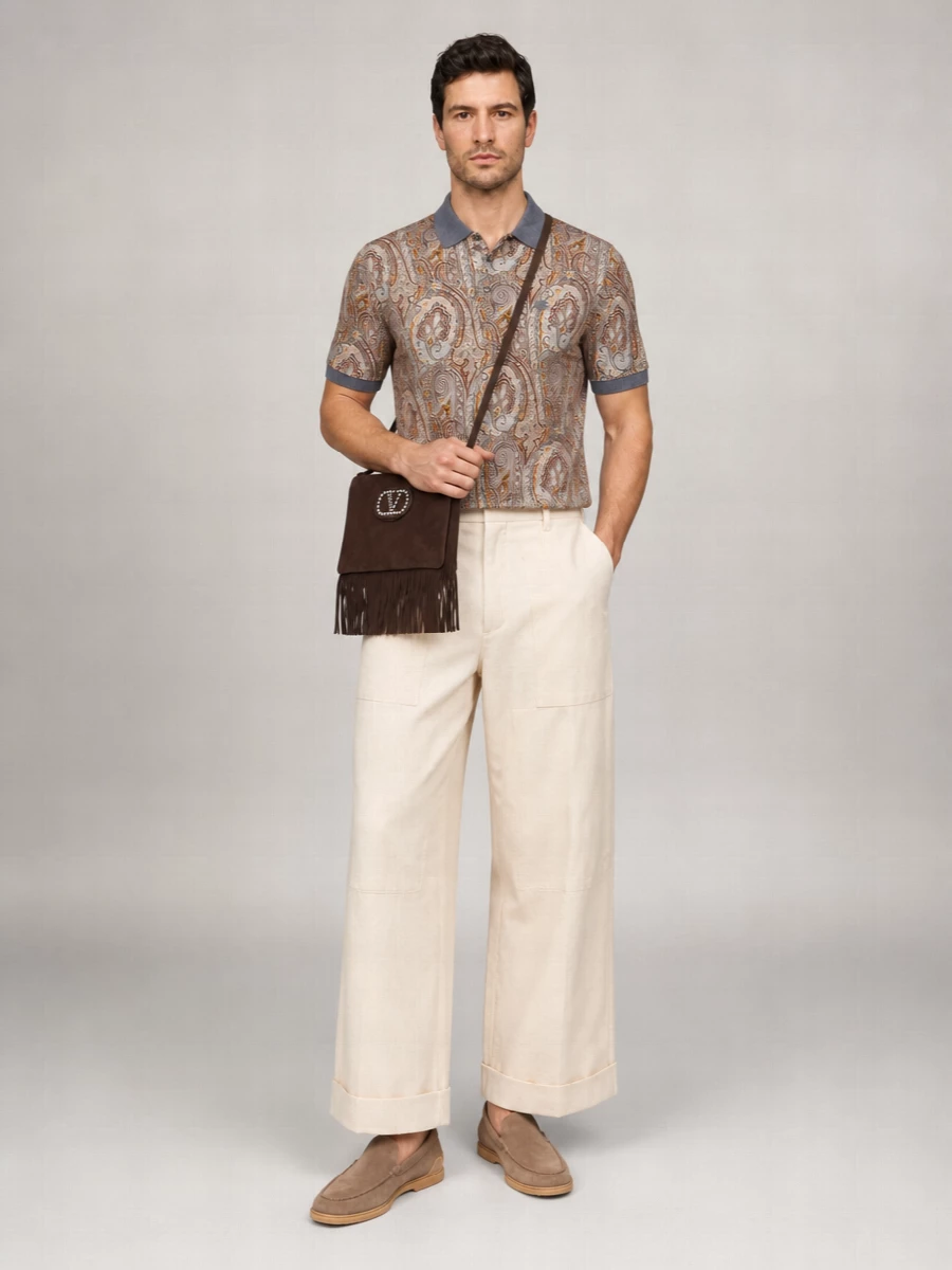 Etro Cotton Paisley Piqué Short-Sleeve Polo Shirt