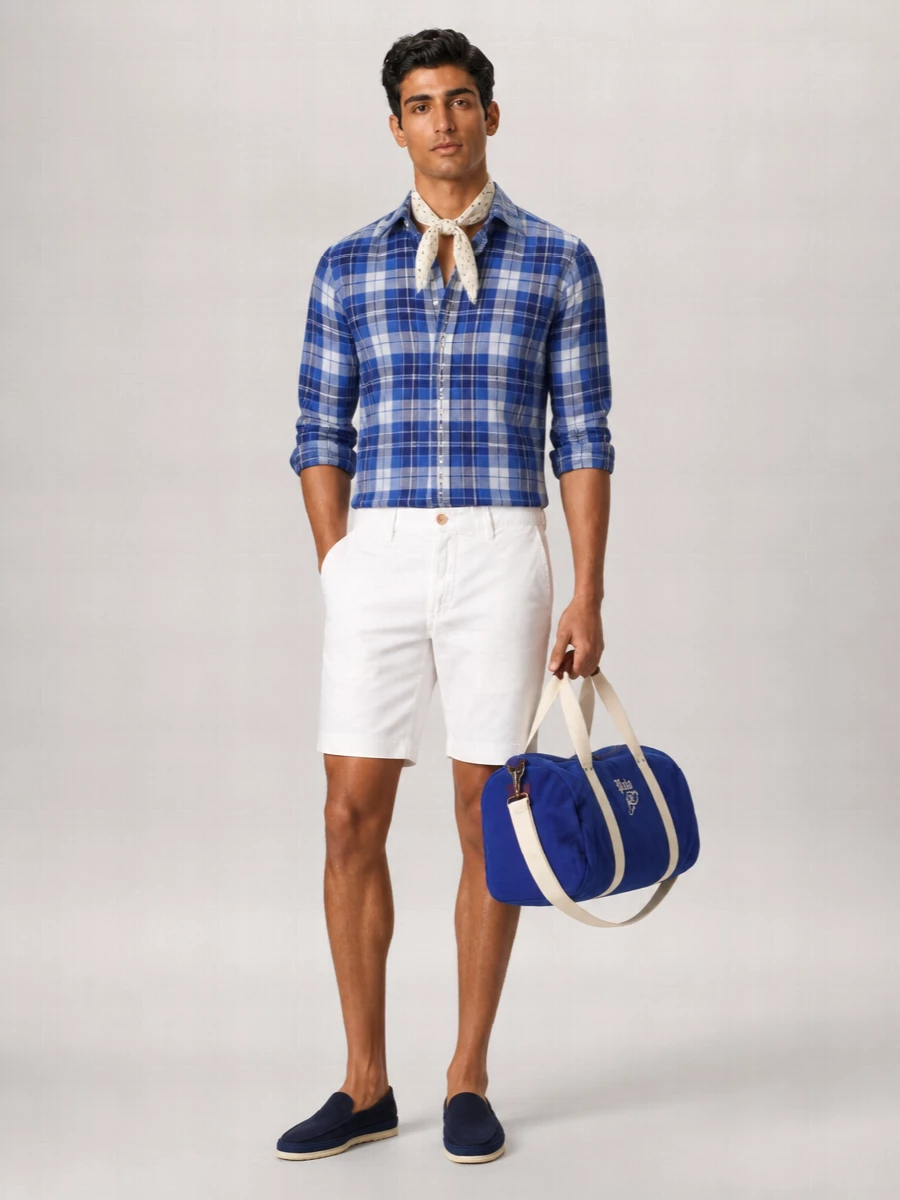 Ralph Lauren Checked Linen Long-Sleeve Shirt