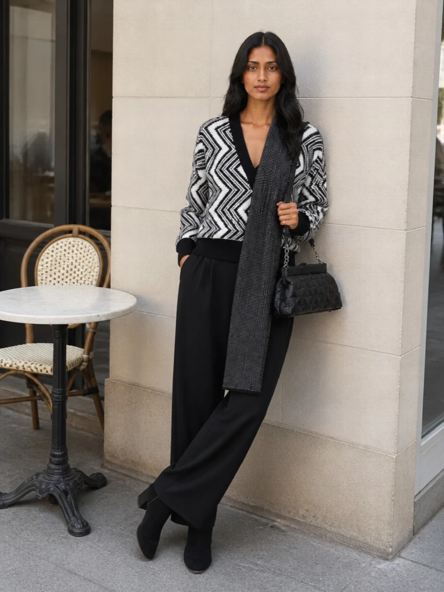 Missoni black zigzag jumper wide leg trousers