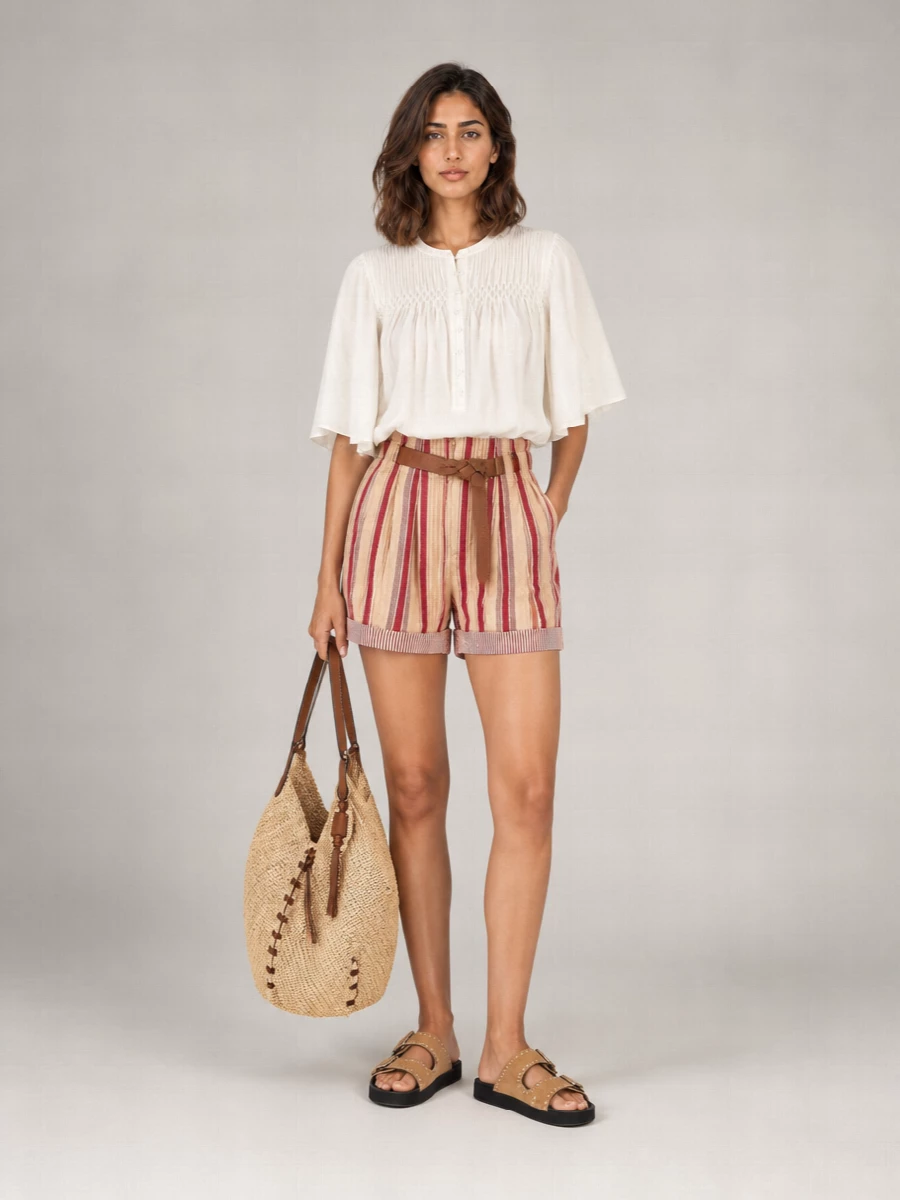 Isabel Marant Etoile Striped Cropped Shorts