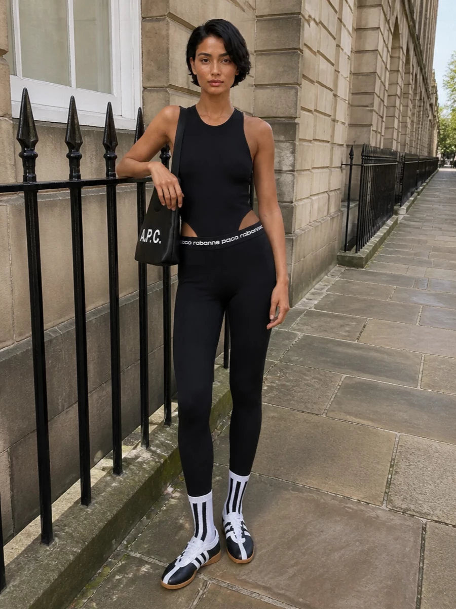 Andamane bodysuit paco rabanne leggings outfit