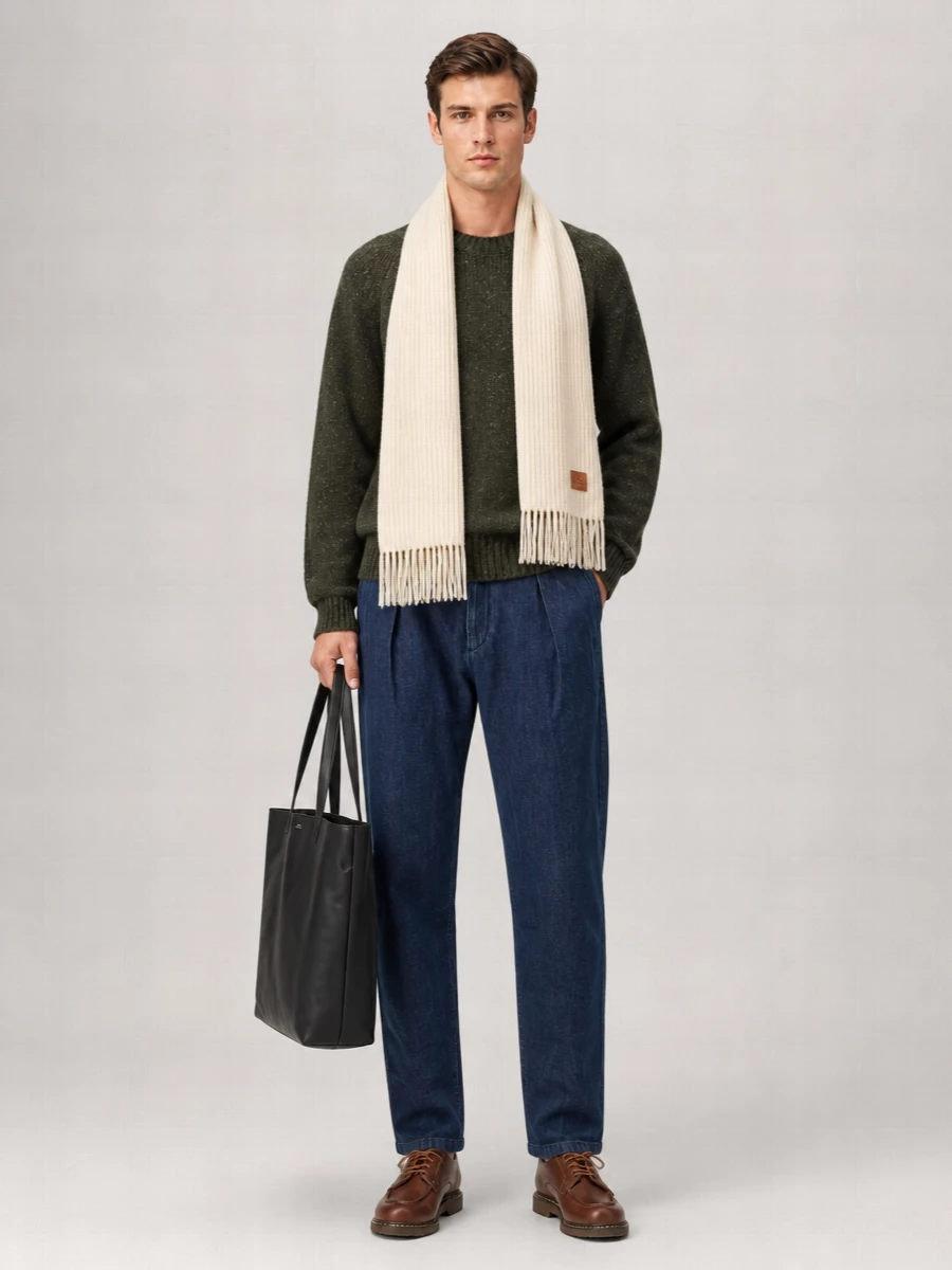 A.p.c. Denim Pleated Straight-Leg Trousers