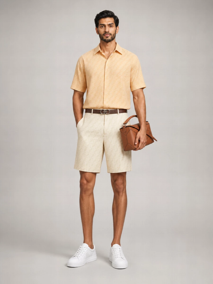 Fendi Embroidered Silk Bermuda Shorts