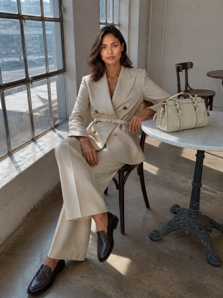 Dries van noten cream trouser blazer outfit