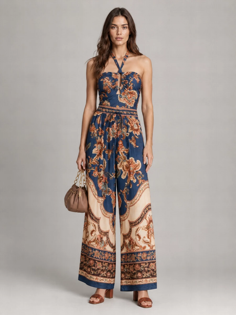 Zimmermann Floral-Print Cutout Halterneck Swimsuit