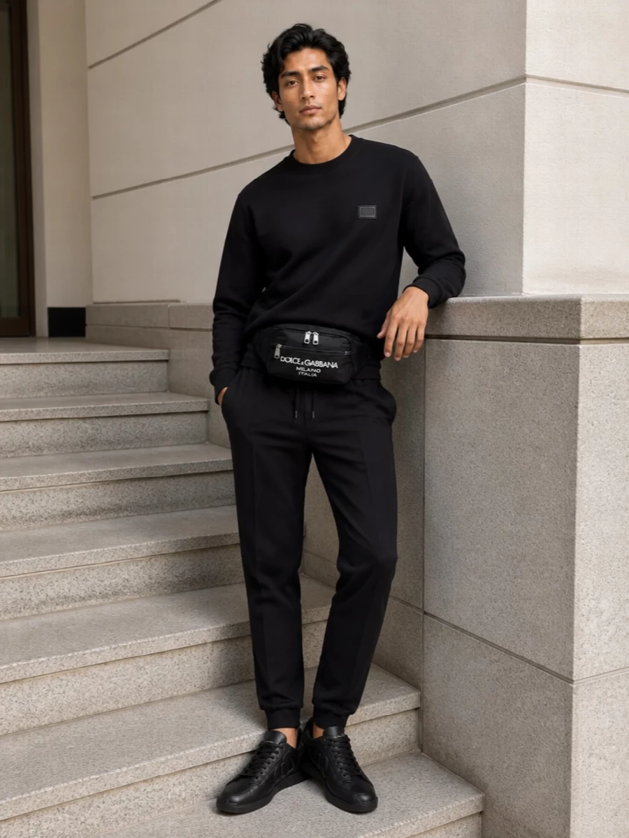 Dolce gabbana black joggers sweatshirt outfit