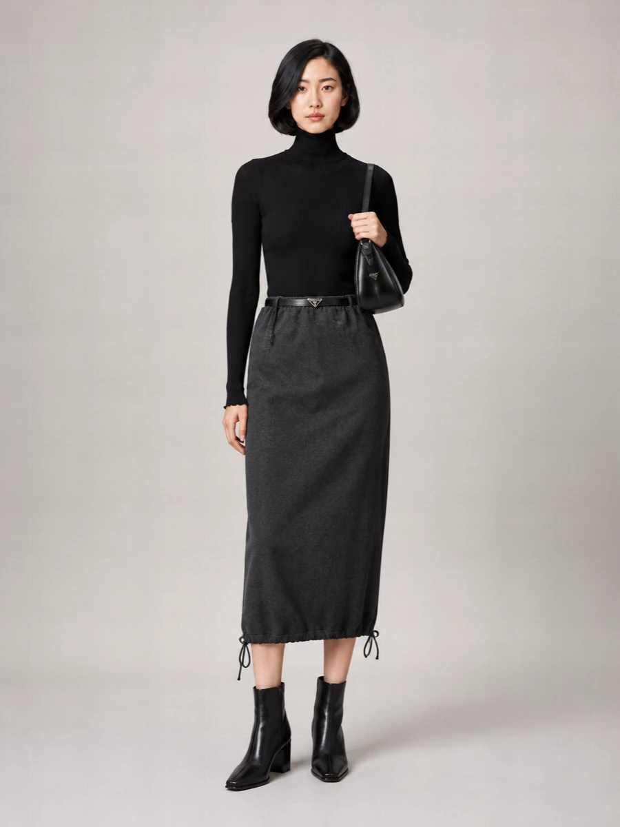 Prada virgin wool a-line skirt
