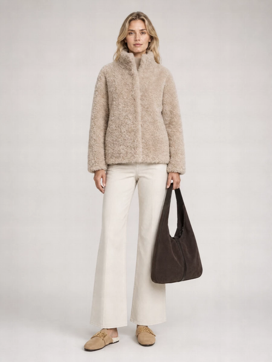 Tory Burch Suede Leather Shearling-Lined Mules
