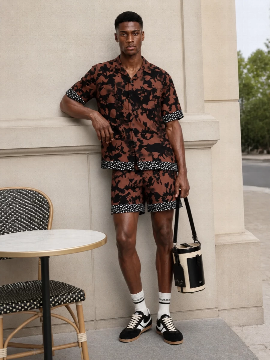 Dries van noten camp shirt swim shorts sneakers