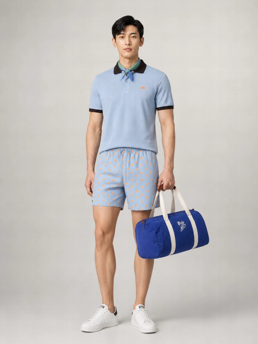 Lacoste Logo Print Swim Shorts