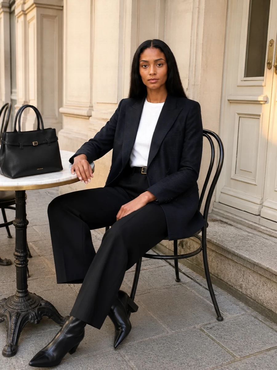 Blaze milano navy blazer black tailored trousers