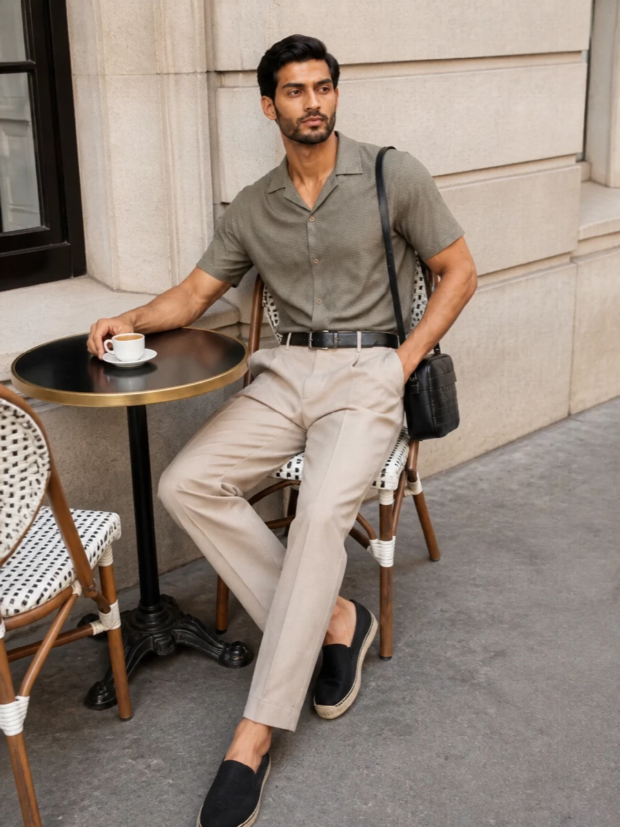 Saint laurent camp collar shirt pleated trousers