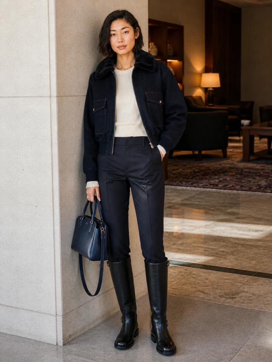 Givenchy bomber tailored navy trousers outfit