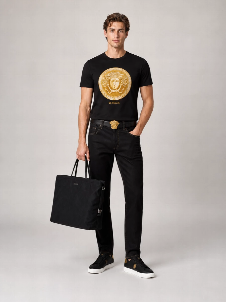 Versace Logo Print Short-Sleeve T-Shirt