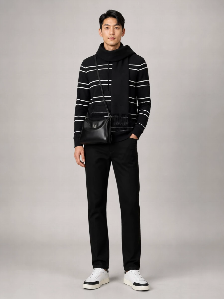 Saint Laurent Striped Cotton Hoodie