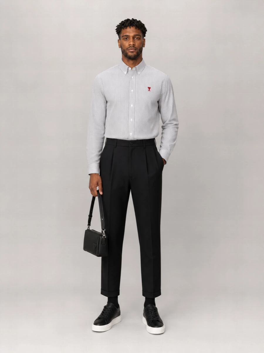 Ami Paris Striped Cotton Regular-Fit Long-Sleeve Shirt