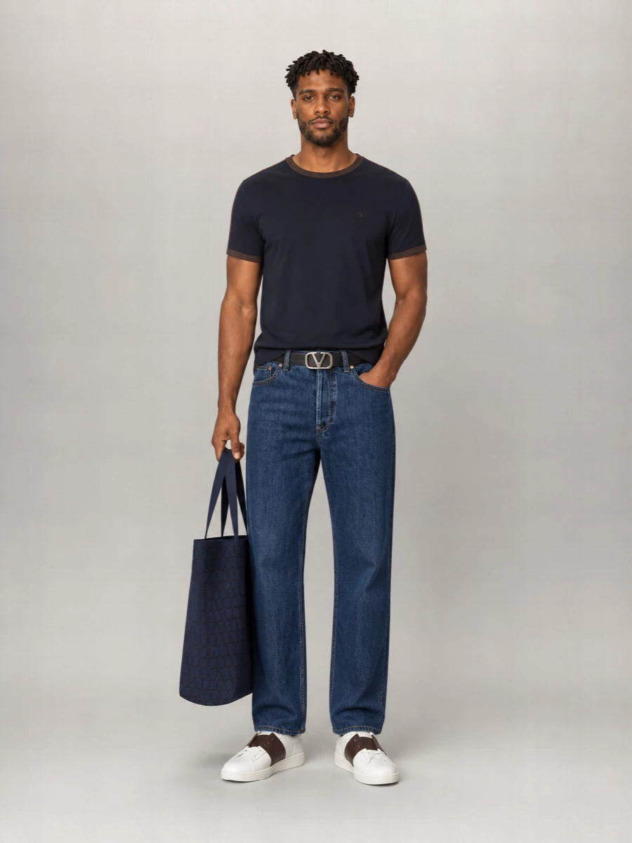 Valentino ribbed crew neck cotton short-sleeve t-shirt