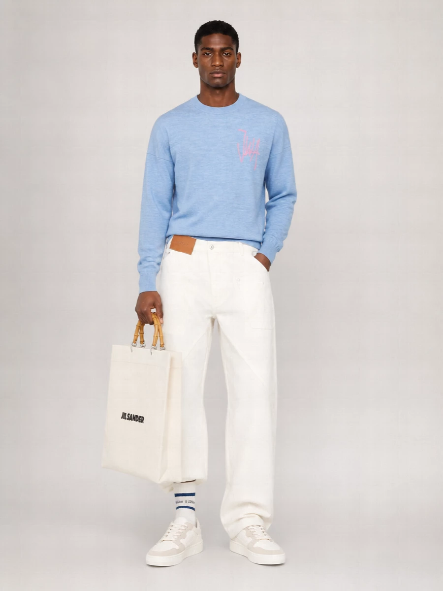 Jw Anderson Ribbed Collar Wool Crewneck Sweater