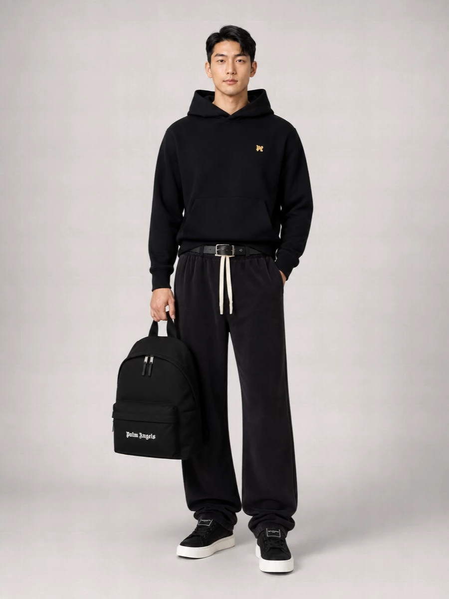 Palm Angels Cotton Logo-Embroidered Hoodie
