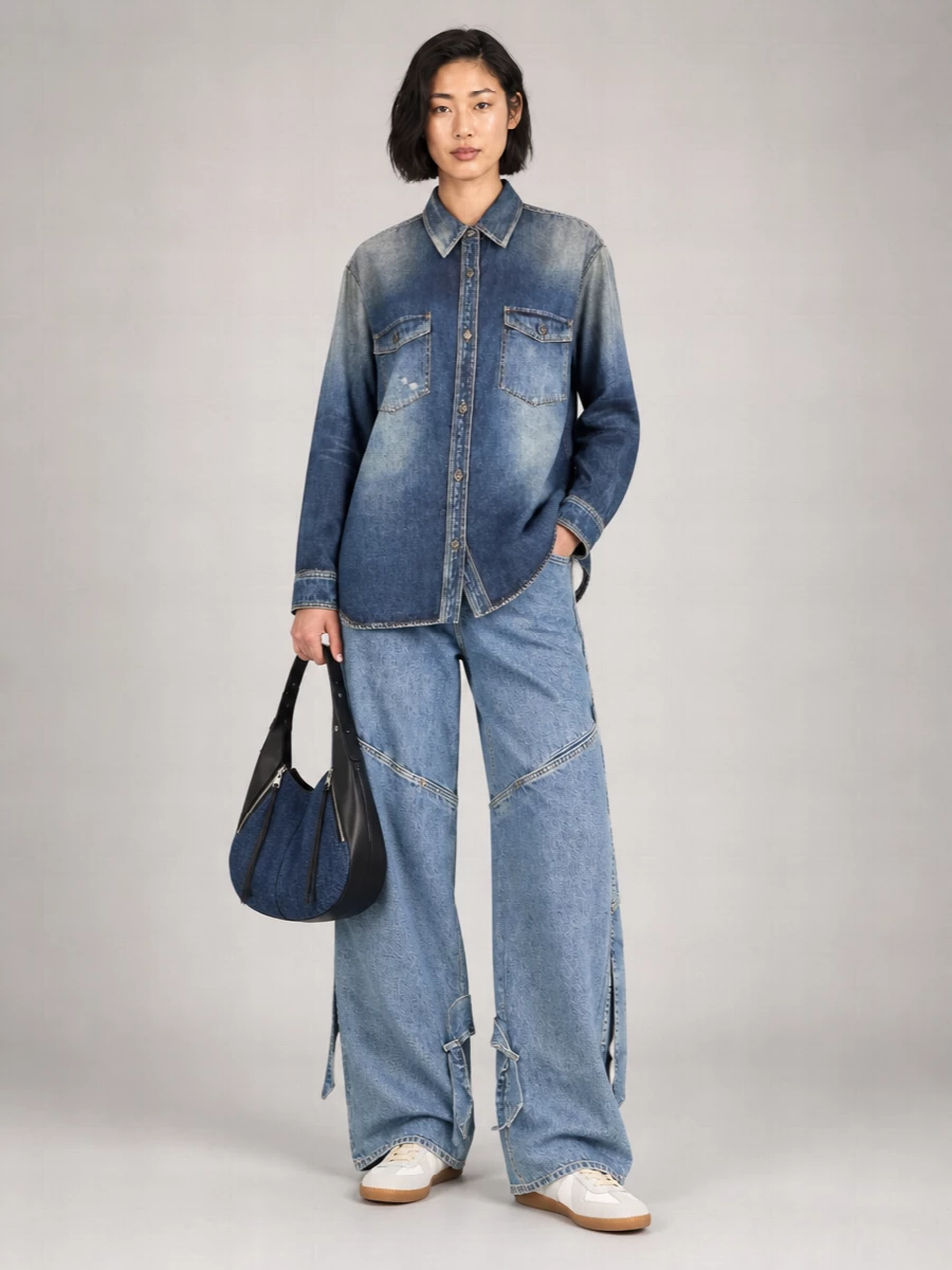 Alexander Mcqueen Skull Denim Shoulder Bag