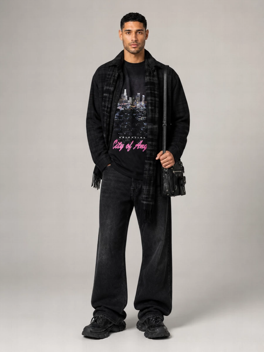 Balenciaga Cotton Checked Oversized Layered Shirt