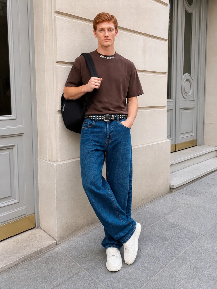 Palm angels jeans amiri sneakers streetwear outfit