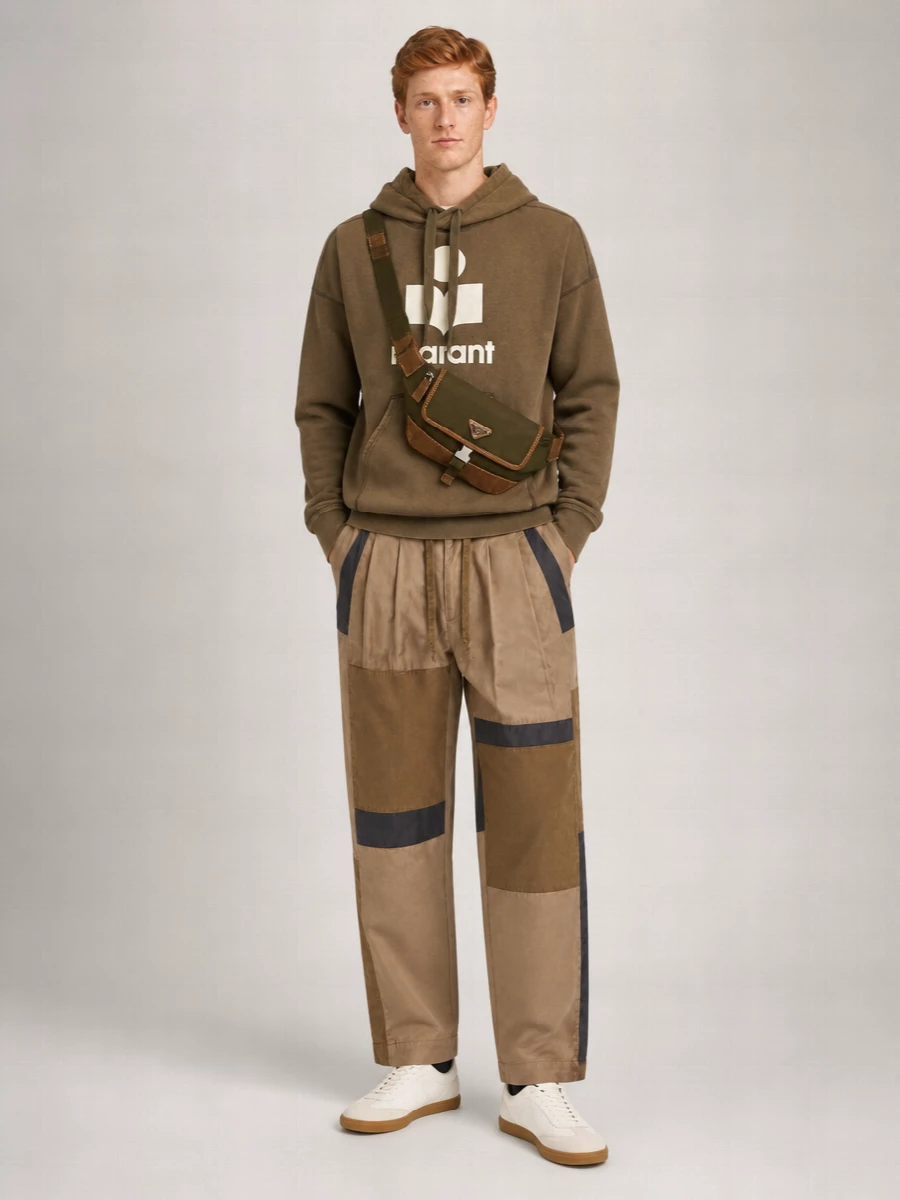 Isabel Marant cotton paneled relaxed-fit trousers