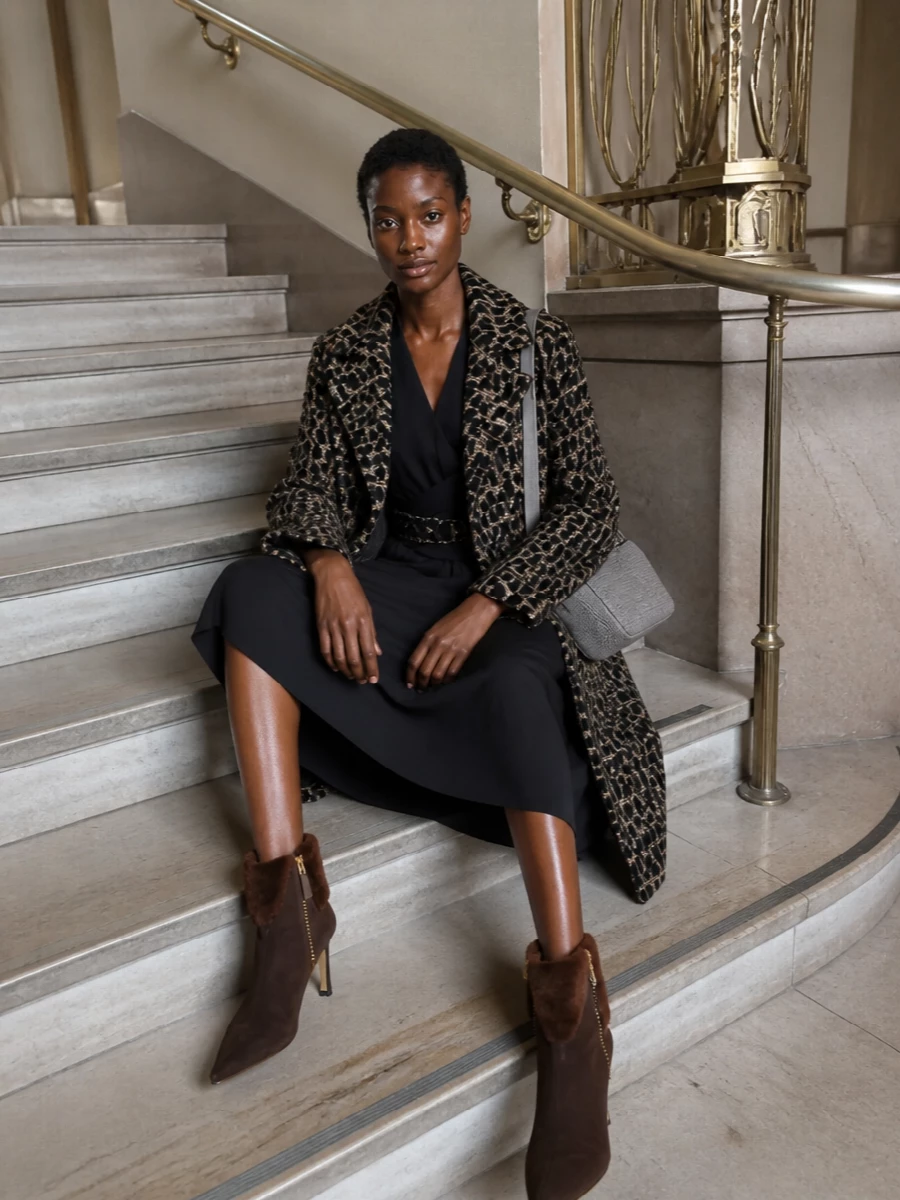 Brunello cucinelli wrap dress leopard coat