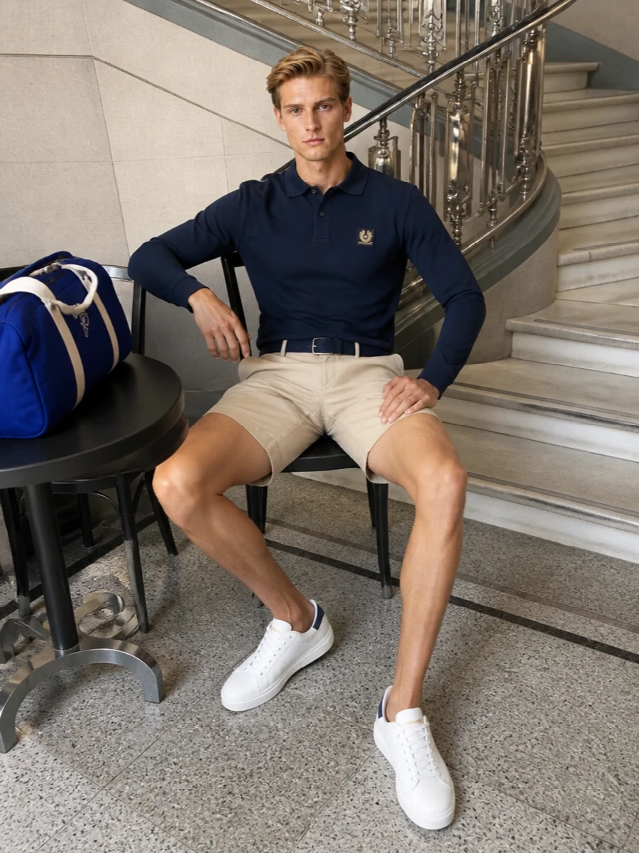 Belstaff polo polo ralph lauren chino shorts outfit