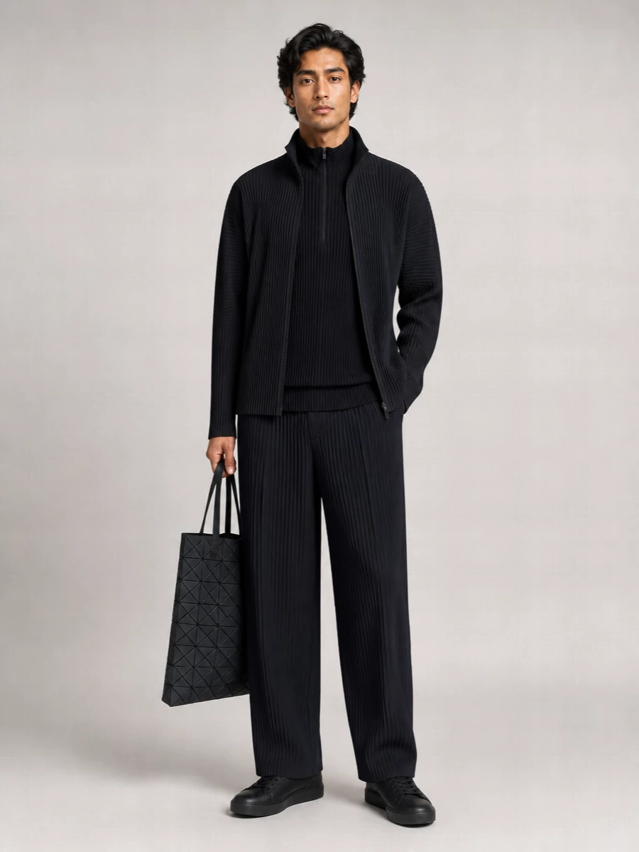 Homme Plisse Issey Miyake Pleated High Neck Zip Jacket