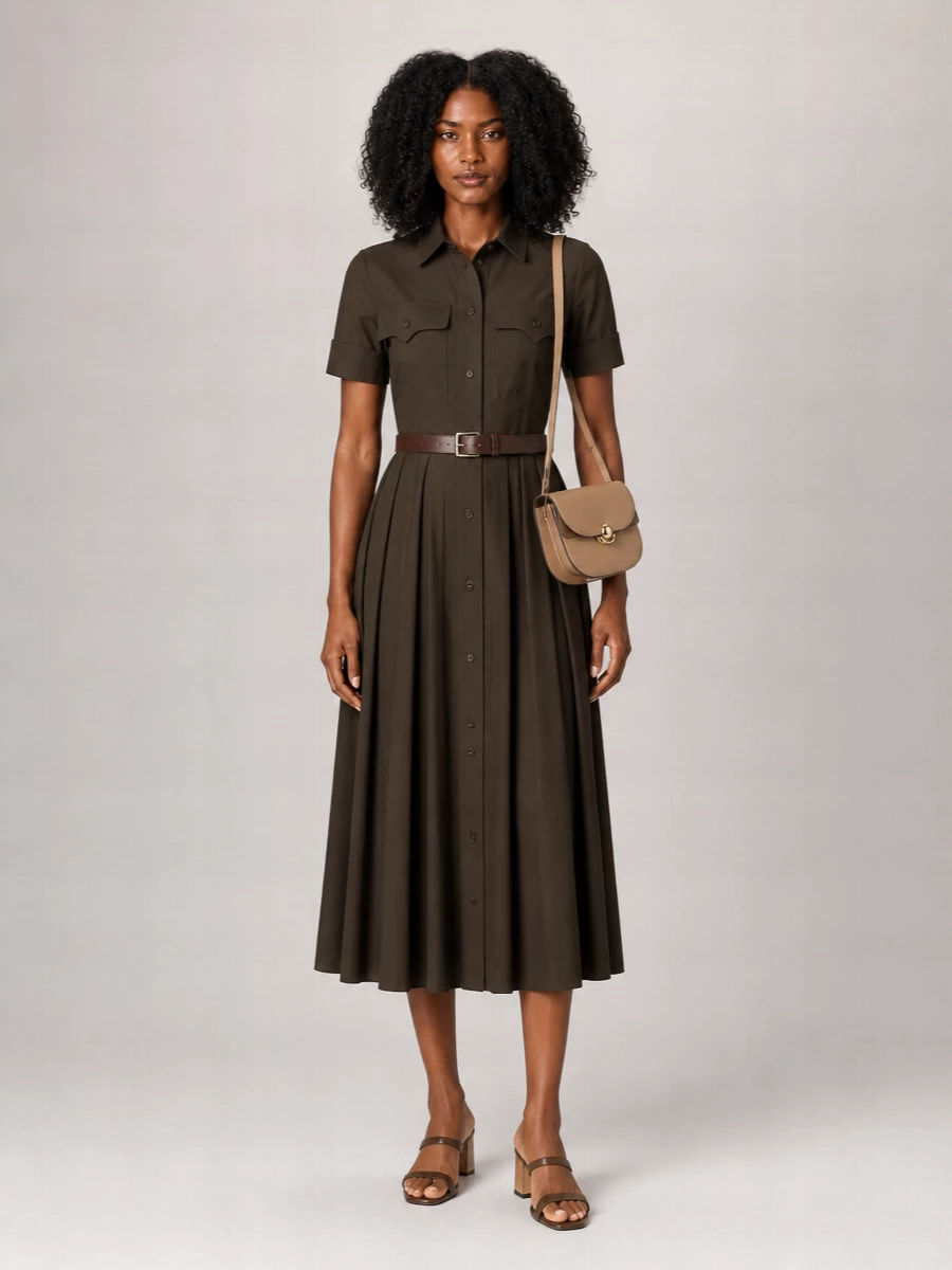 Fay Cotton Poplin Shirt Midi Dress