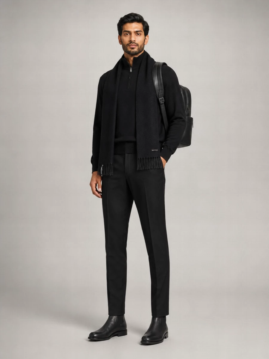Boss Virgin Wool Zip Collar Jumper