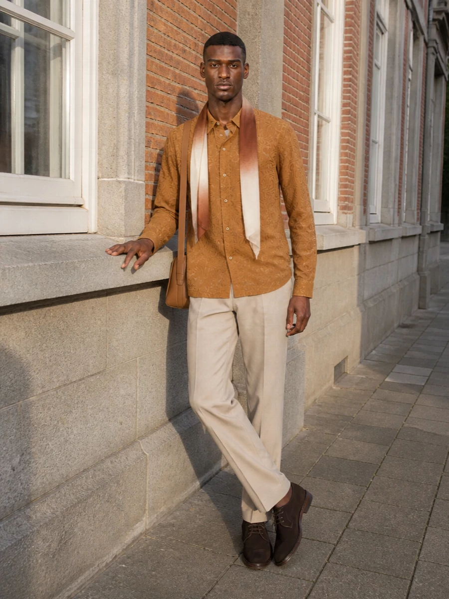 Brunello cucinelli beige trousers sefr shirt