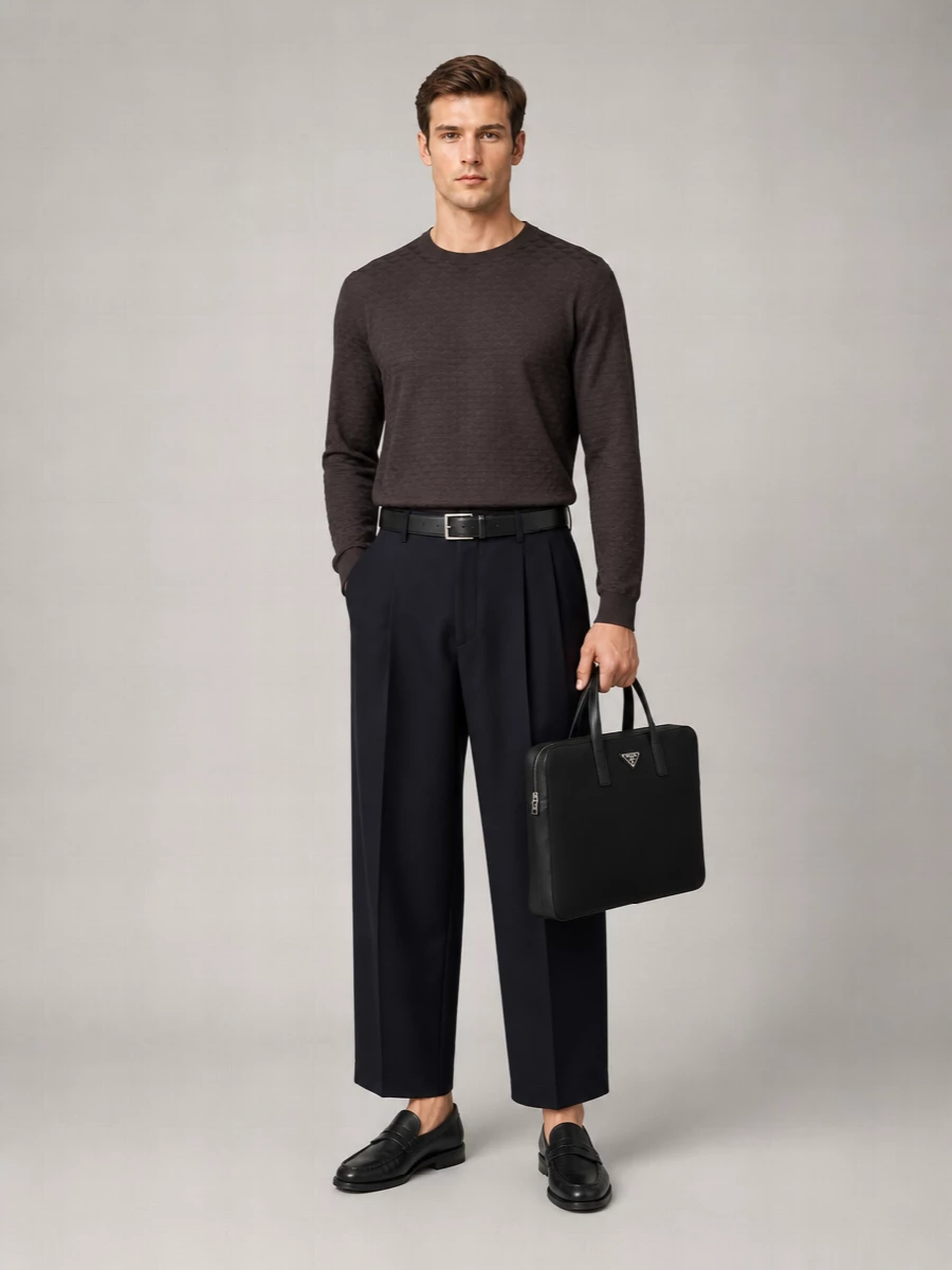 Giorgio Armani Virgin Wool Oversized Pleated Tailored Shorts