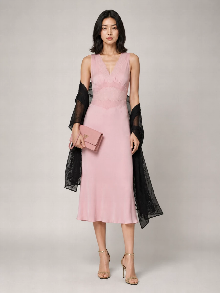 Prada Silk Satin Midi Dress
