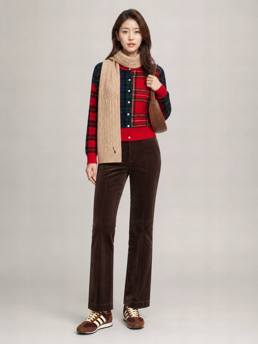 Polo Ralph Lauren Tartan Knit Cardigan And Top Set