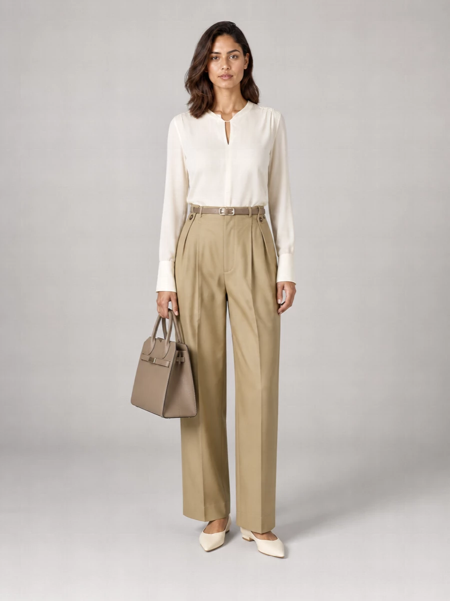 Victoria Beckham Gathered Waist Cotton Trousers