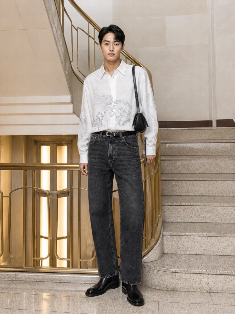 Our legacy embroidered shirt black jeans boots