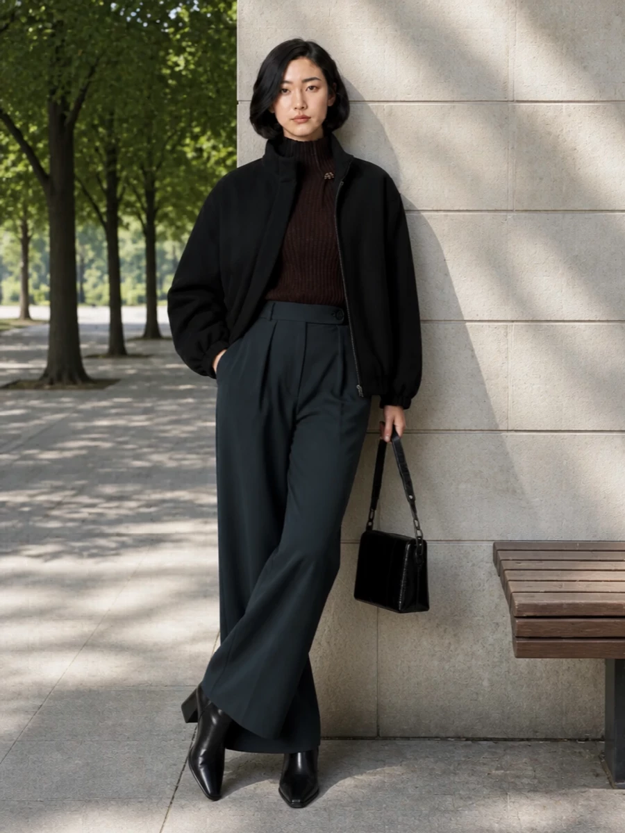 Dries van noten bomber wide leg trousers outfit