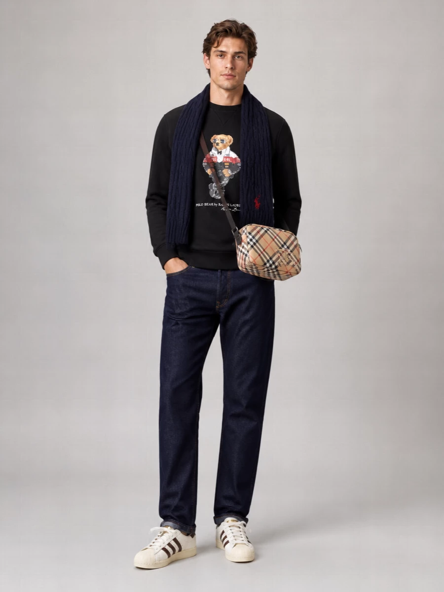 Polo Ralph Lauren Cable Knit Scarf Ribbed Edges