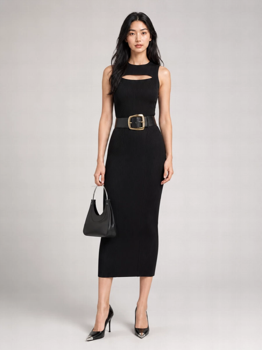 Alexander Mcqueen Ribbed Midi Dress