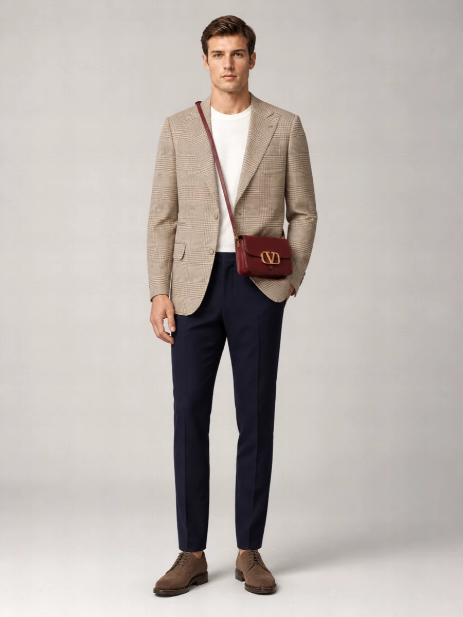 Brunello Cucinelli Prince Of Wales Cashmere Wool Single-Breasted Blazer