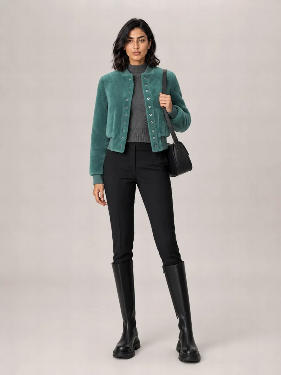 Alexander Mcqueen Shearling Cropped Bomber Jacket