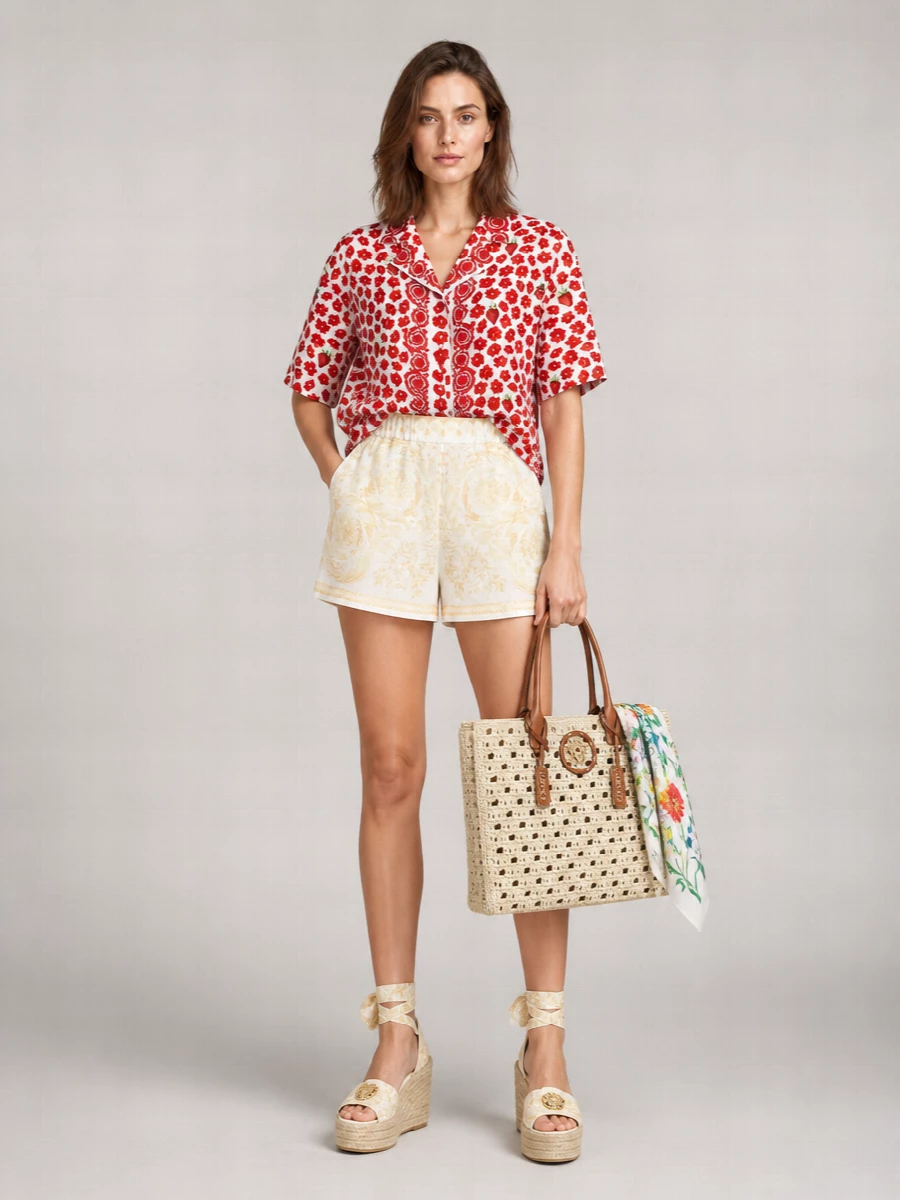 Versace Silk Strawberry Garden Shirt